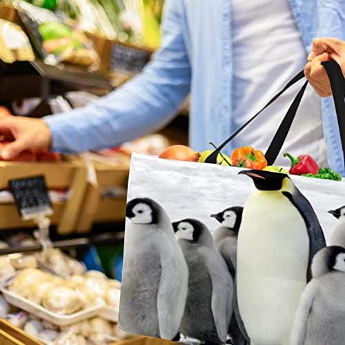 Кошар за еднократно шопинг, симпатична пингвини, преносни преносни виткаат пикник намирници, торбички за торбички за перење корпа