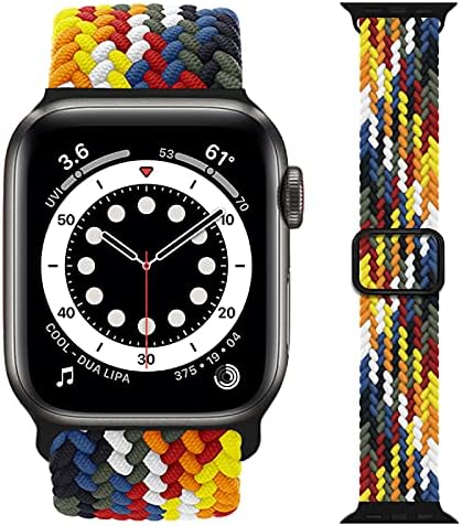 Ecband го надгради прилагодливиот најлон еластичен стриптиран плетенка соло -јамка компатибилен со Apple Watch Band Ultra/SE/8/7/6/5/4/3/2/1,