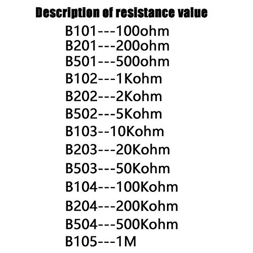 Потенциометар Twidec /52PCS 100.200.500,1K, 2K, 5K, 10K, 20K, 50K, 100K, 200K, 500K, 1M OHM секој комплет за асортиман со единечен