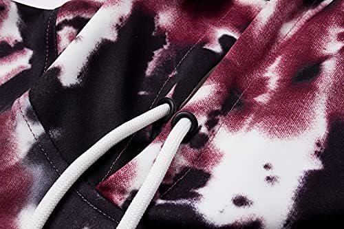 АФИЛОК Машка Вратоврска-боја пуловер дуксер Супер Меки Удобни Врвови боја блок качулка Со Качулка Со Џеб
