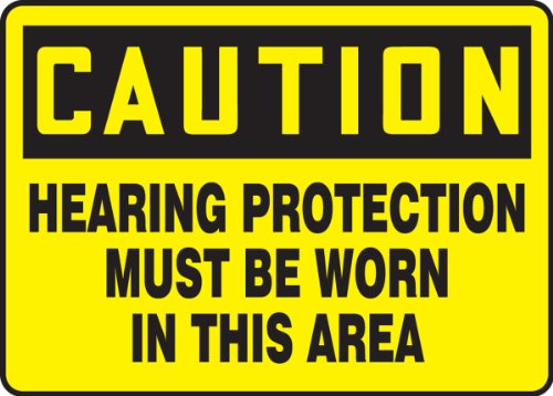 Accuform MPPE434VP знак, „Заштита на претпазливост мора да се носи во оваа област“, ​​7 должина x 10 ширина x 0,055 дебелина, пластика,