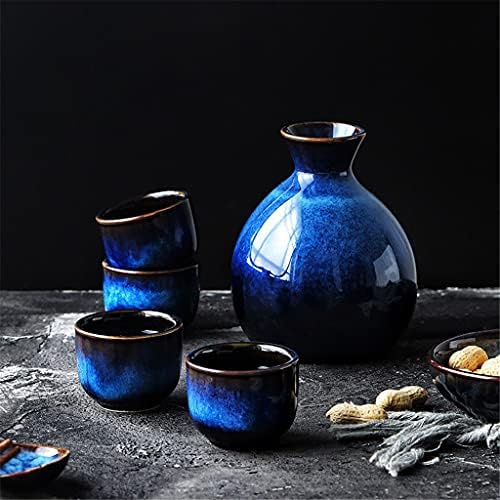Ganfanren Blue Glaze мини керамички колк колк гроздобер расино вино шише Флагон алкохол духови за пијалоци бар вино