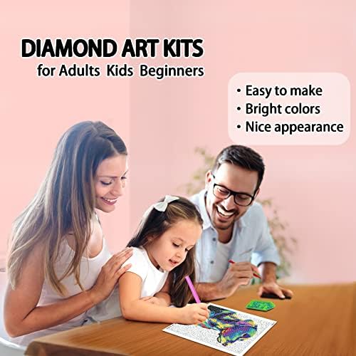 UISDFUY 5D Дијамантски комплети за сликање за деца со 9 x 7 дрвена рамка, дијамантска уметност за деца за возрасни почетници, уметнички комплети