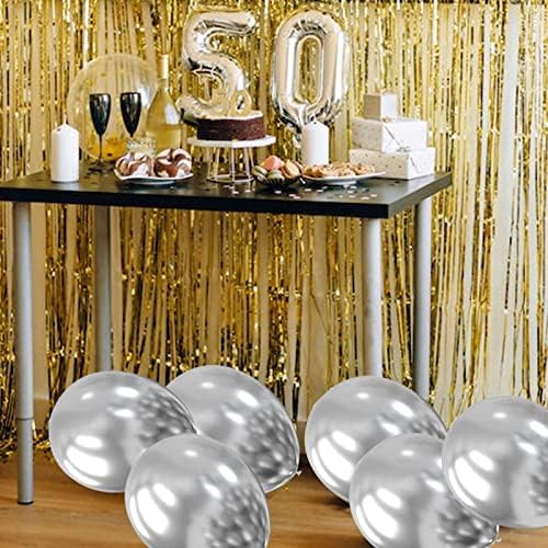 BLMHTWO 50PCS Сребрена Партија Балон, 12 инчен Металик Хром Балон Сребро Латекс Балони Хелиум Балон Сјајна Сребрена Партија Балон