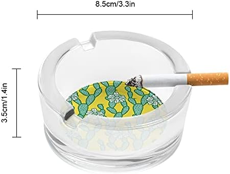 Долг кактус модерна тркалезна стаклена фиока преносна декоративна цигара цигари држач за пепел за внатрешна канцеларија