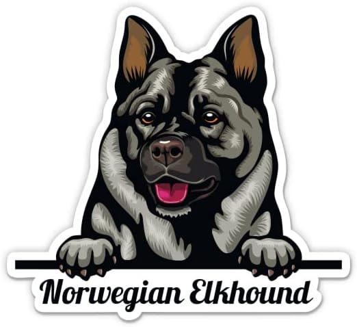 Норвешка налепница за кучиња Елхунд - 3 налепница за лаптоп - водоотпорен винил за автомобил, телефон, шише со вода - норвешки