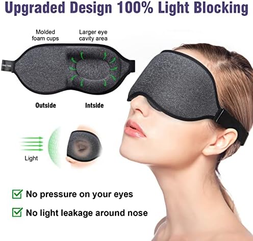 Yiview маска за спиење за страничен заспан, блокирајте ја светлината , екстензии за трепки Пријателски 3Д контурирана маска за спиење, мека