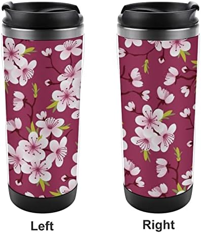 Сакура цреша цвета патувања чаши со кафе со капаци изолирани чаши од не'рѓосувачки челик двојно wallидно шише