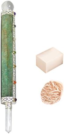 Блесното заздравување 7 чакра зелена авентуринска стапче Реики лековити кристали стапчиња за енергија генератор камен балансирајќи го духовниот подарок со роза п