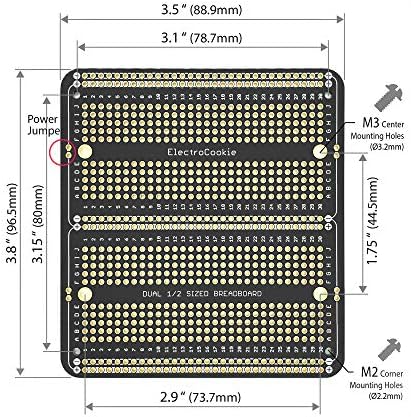 Електрококи PCB прототип табла со двојна колона за лемење за лемење за електронски проекти компатибилни за проекти за лемење на Arduino,
