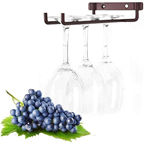 Rack NBSXR -STERMWARE, држач за складирање на чаши за вино, организатор метал, стаклена решетка за вино, монтиран сет од 2 бронза,