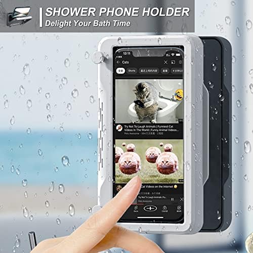 Водоотпорен wallиден монтиран држач за туш за туширање, ротирачки и прилагодлив држач за мобилни телефони за туширање за бања, не-меки допирлив