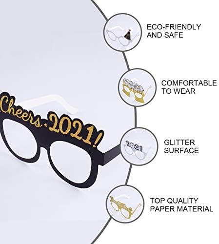 Абоофан 12 парчиња Среќна нова година за очила за очила за очила на хартија 2021 ПАРТИЈА СУНГАЛИС ОБЕЗБЕДУВАЕ НА ОЧЕНИЦИТЕ РЕПУБЛИКА