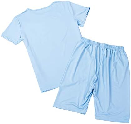 Женски 2 парчиња јога салата за кратки ракави маички врвови велосипедисти тренингот со високи шорцеви за половината, спортска облека