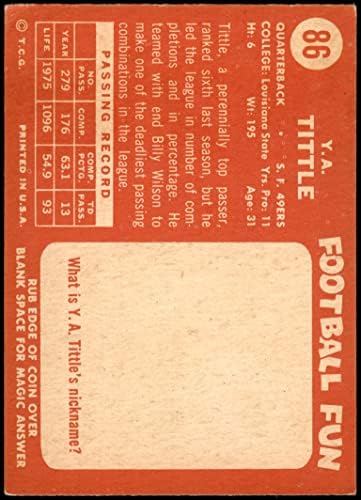 1958 Топпс # 86 Y.A. Tittle San Francisco 49ers ex 49ers lsu