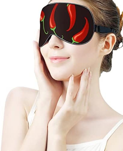 Црвена пиперка маска за спиење ноќно покритие око за жени мажи ја блокираат светлината за прилагодување на каишот за патување со авион