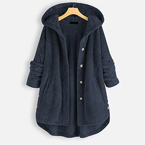 Нокмопо јакни за жени мода есен/зимска качулка со реверзибилна јакна за џемпери од руно