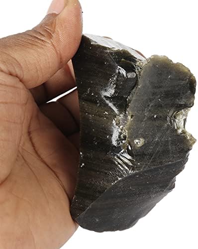 GemHub Природна карпа груба 929,70 КТ карпа груба црна опсидијанска лекување кристал лабава скапоцен камен