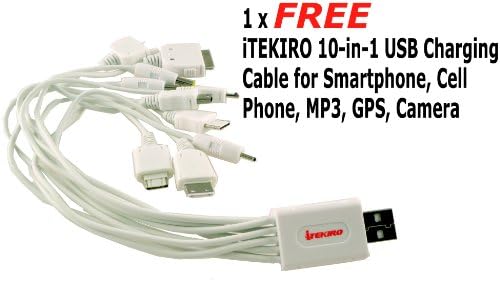Itekiro AC Wall DC Car Battery Chit Chit For Panasonic VDR-M250 + Itekiro 10-во-1 USB кабел за полнење