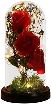 Собеикре Подарок За Денот На Вљубените Декорација На Роза Транспарентен Акрилен Капак Декорација Што Емитува Светлина Креативна Декорација На