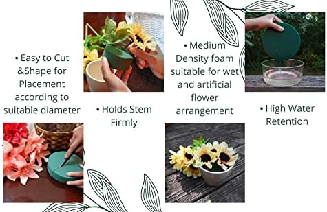 Флофарски пакет од 6 тркалезни цветни пена блокови за свежи и вештачки цвеќиња, секоја, суво и влажна зелена цветна пена за цветни