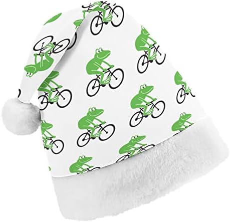 Нудкио Жаба Возење Велосипед Божиќни Капи Дедо Мраз Шапка За Божиќ Празник Семејство Печатени