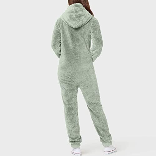 Возрасни пижами за жени зимски топол долги ракави слатки дуксери pjs loungewear fleece zipper playsuit sumpsuit