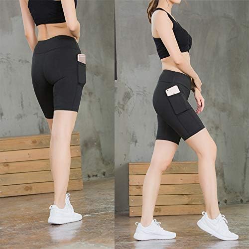 Новитин 2 парчиња жени атлетски шорцеви со високи половини за тренингот јога кратко со странични џебни спортски спортски шорцеви