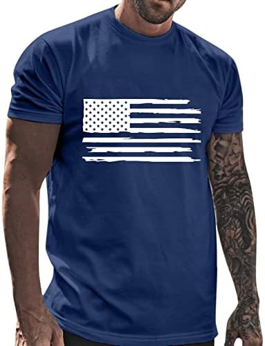 XXBR Машка Денот на независноста знаме маица со тркалезно место за вратот спортски обичен маички со кратки ракави starsвезди и ленти врвови ед
