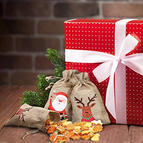 Стефорд Божиќни Торби За Подароци Со Врвки За Влечење, 24 ПАРЧИЊА Божиќна Јута Ленена Лопатка За Подароци За Подароци За Бонбони За Божиќна
