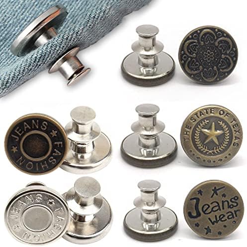 Копчиња за алатки за живот 10 парчиња за фармерки, прилагодливи пинови за копче на Jeanан, затегнување на половината на пантолони,