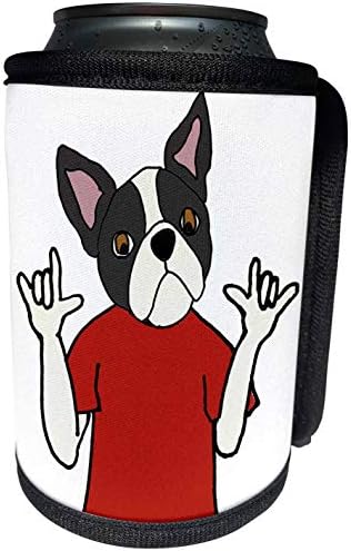 3dRose - Сите Насмевки Уметност-Животни-Смешни Симпатична Бостон Териер Куче Потпишување Те Сакам Цртан Филм На Знаковен Јазик - Може Поладно