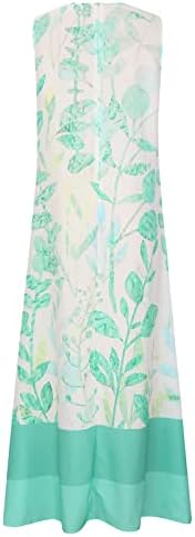 Резервоар без ракави на Tifzhadiao макси фустани за жени лето бохо цветни печатени резервоари фустан проток на ритли долги фустан