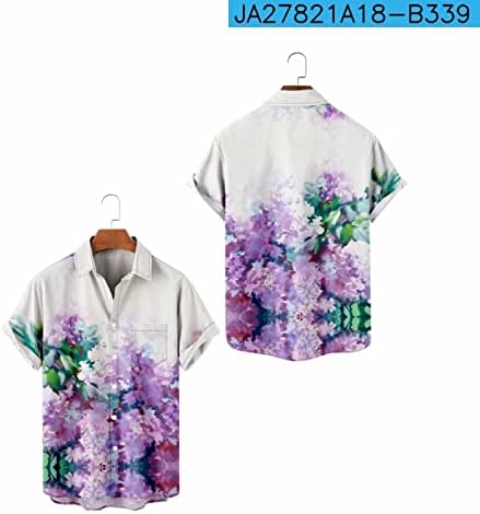 XXBR 2023 Нови 2022 мажи со краток ракав печатена кошула од плажа од лисја од цвеќиња од цветна кошула лежерна долга ракава дебела кошула