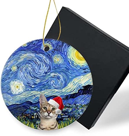 Савана мачка Божиќни украси 2022-starвезди ноќ симпатична санта капа мачка празник присутен Божиќ дрво декор симпатична животна дома украс