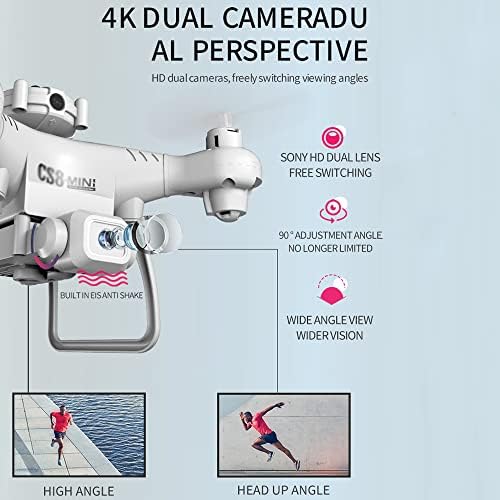 Drone QIYHBVR 4K HD FPV камера, ротација од 360 °, трик дрон, далечински управувачки играчки Роденденски подароци за момчиња