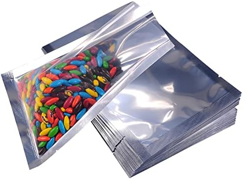АЗВРРТЈЕ 100 парчиња Кеси Од Алуминиумска Фолија Предна Чиста Отворена Заптивка За Топлина Миларни Торбички За Складирање Храна…