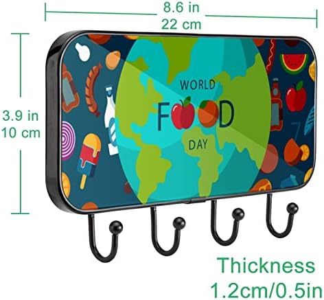 Светски Ден На Храната-Дизајн Решетка За Печатење На Решетката За Палто, Решетка За Влезни Палта со 4 Кука За Капут Капа Пешкир Чанта