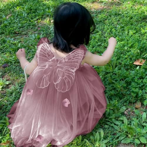 Миипат бебе девојки Тул фустан без ракави цветни пеперутки Туту фустан дете Девојче девојки роденденска забава принцеза фустани