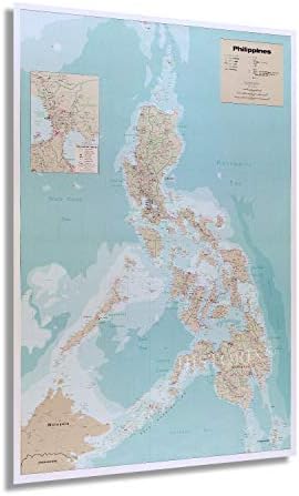 ИСТОРИКС 1990 Карта На Филипините - 24х36 Инчи - Филипински Острови Мапа-Вклучува Вметнување На Метро Манила-Филипини Постер-Геополитичка