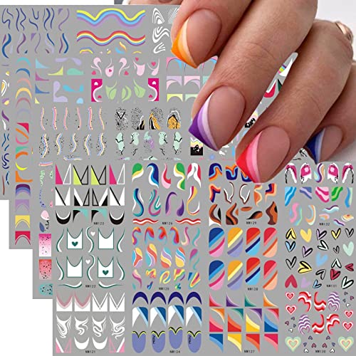Јосомк ​​48 листови геометриски налепници за уметност за нокти шарени ленти линија за нокти декорации 3Д виножито за пренесување на вода за нокти