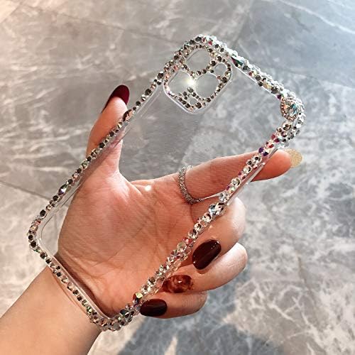 Мосеза компатибилен со iPhone 14 Pro Case Luxury Bling Rhinestone Glitter Sparkle Phone Case for Women Girl 3D Diamond Crystal Crystal Silicone