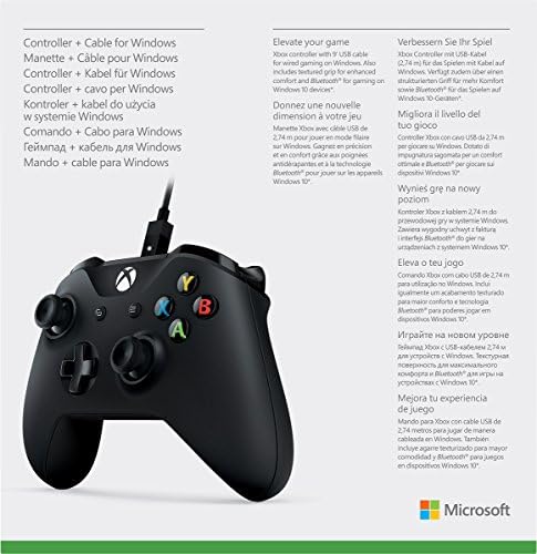 Мајкрософт 4Н6-00001 Xbox Контролер + Кабел За Windows, Црна