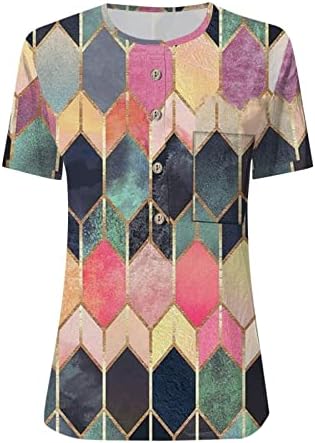 Bluseенски плус големина блузи со кратки ракави со кратки ракави V-вратот, симпатична печатена маичка блуза лабава фит графички матици
