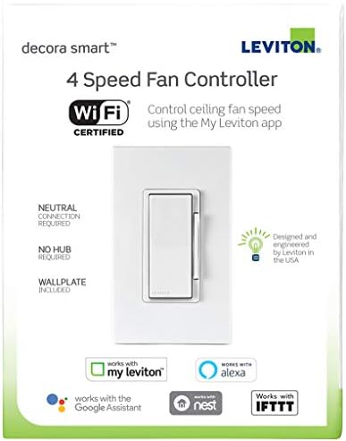 Левитон DW4SF-1BW Decora Smart Wi-Fi Fan Controller, бело