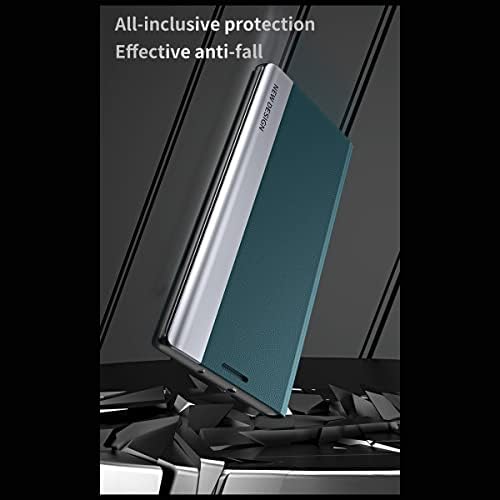 Хонглианг Телефонски Капак Компатибилен Со Samsung Galaxy A22 5G Магнетно Проѕирно Обложување Кожна Флип Кутија + КОМПЈУТЕР Паметен Заштитен