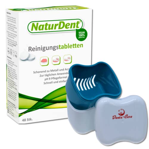 Таблети за чистење на протези Naturdent чисти освежува и отстранува темни дамки плакета и мириса од целосни протези Делумни протези