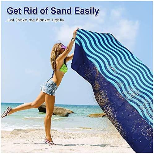 Пивско Песочни Плажа Ќебе со Агол Џебови &засилувач; 4 Влоговите Лесен За Одмор Патување Кампување