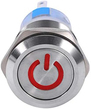 Прекинувач за копче за напојување со моќност од 19мм 12V, водоотпорен метал LED само-заклучување на копчето за напојување на копчето