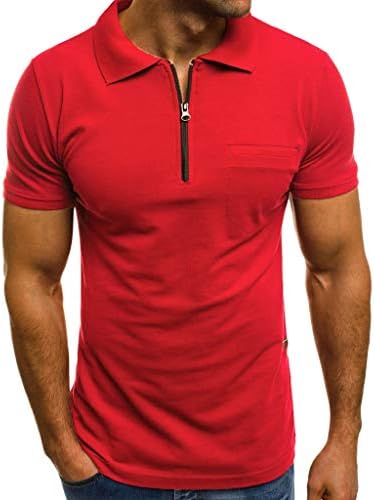 Gdjgta Mens Tops цврста боја личност за мажи, обичен тенок тенок кратки ракави џебови маица Топ блуза